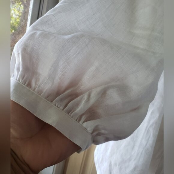 Lauren Ralph Lauren 100 Linen White Blouse button up - Picture 4 of 10